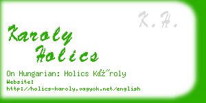 karoly holics business card